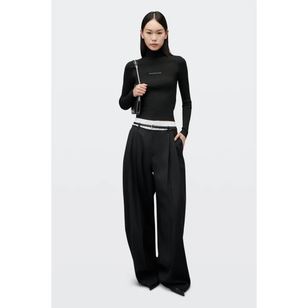 Alexander Wang Jacquard Logo Turtleneck in Black | Long Sleeve | Coveti