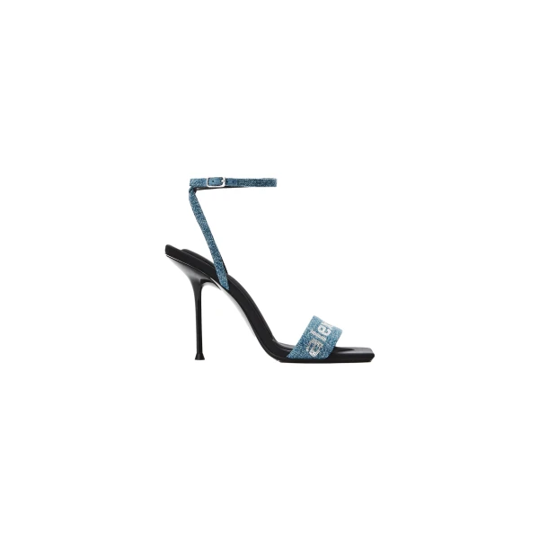 Alexander Wang Julie 105mm Billboard Denim Sandal in Vintage Medium Indigo | Coveti