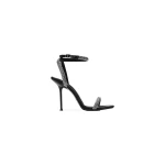 Alexander Wang Julie 105mm Crystal Hotfix Ankle Strap Sandal in Black and Silver | Coveti