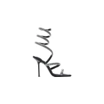 Alexander Wang Julie 105mm Crystal Hotfix Coil Sandal in Black and Silver | Coveti