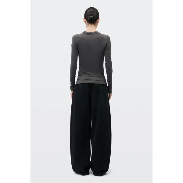 Alexander Wang Layered Long-Sleeve Top in Charcoal | Tops | Coveti