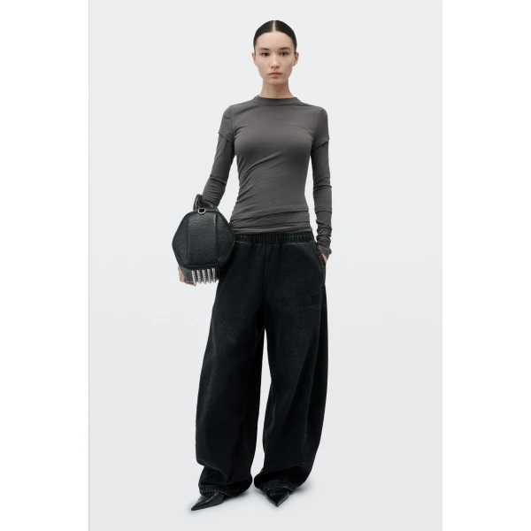 Alexander Wang Layered Long-Sleeve Top in Charcoal | Tops | Coveti