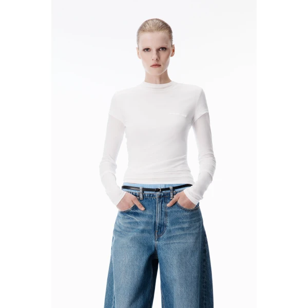 Alexander Wang Layered Long-Sleeve Top in White | Tops | Coveti