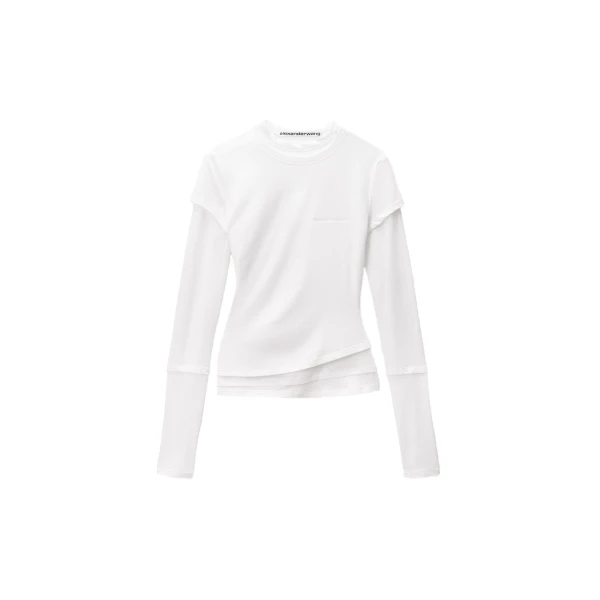 Alexander Wang Layered Long-Sleeve Top in White | Coveti