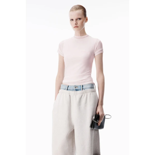 Alexander Wang Layered Short-Sleeve Top in Ballerina Pink | Shorts | Coveti