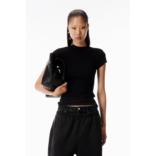 Alexander Wang Layered Short-Sleeve Top in Black | Shorts | Coveti