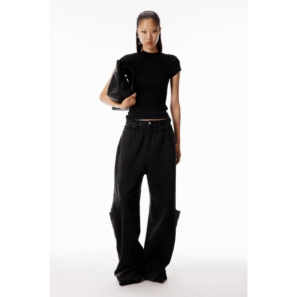 Alexander Wang Layered Short-Sleeve Top in Black | Shorts | Coveti