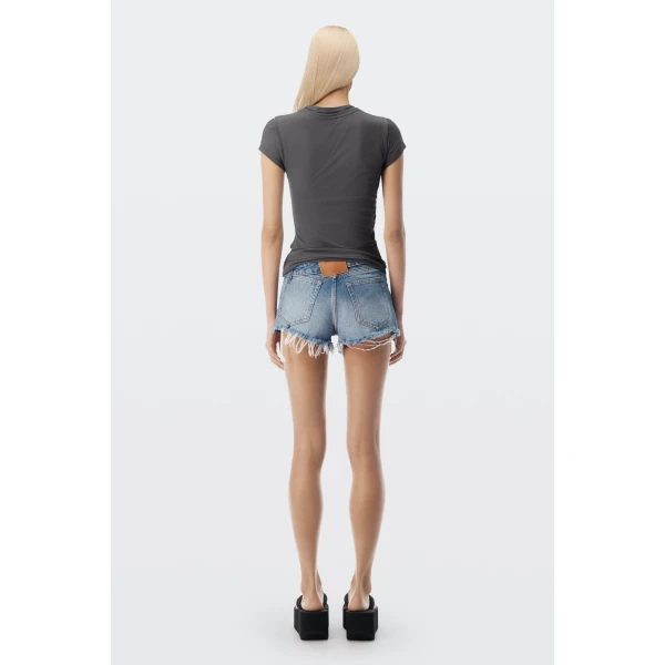 Alexander Wang Layered Short-Sleeve Top in Charcoal | Shorts | Coveti