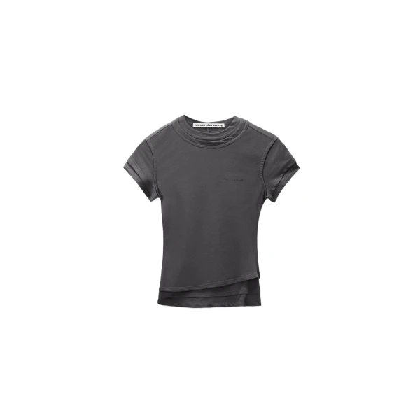 Alexander Wang Layered Short-Sleeve Top in Charcoal | Coveti