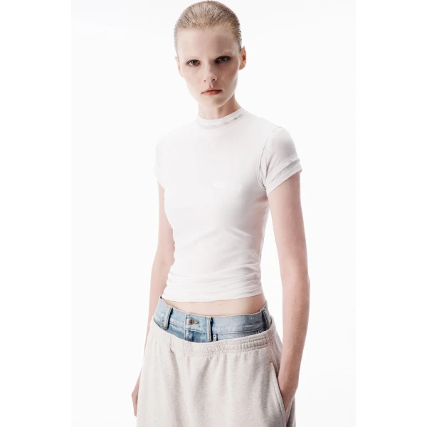 Alexander Wang Layered Short-Sleeve Top in White | Shorts | Coveti