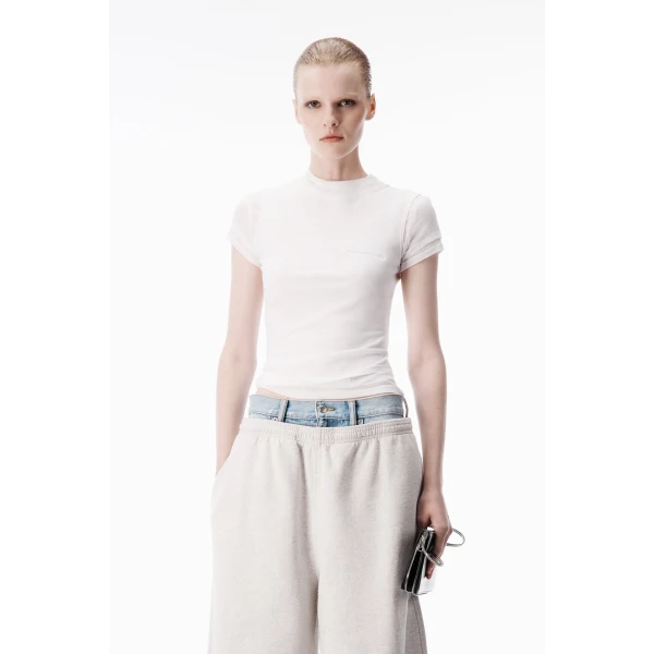 Alexander Wang Layered Short-Sleeve Top in White | Shorts | Coveti