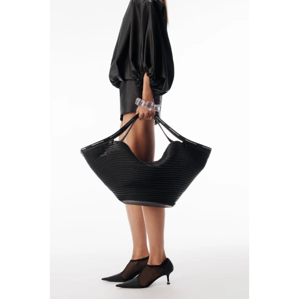 Alexander Wang Leather Gathered Off Shoulder Mini Dress in Black | Mini Dresses | Coveti