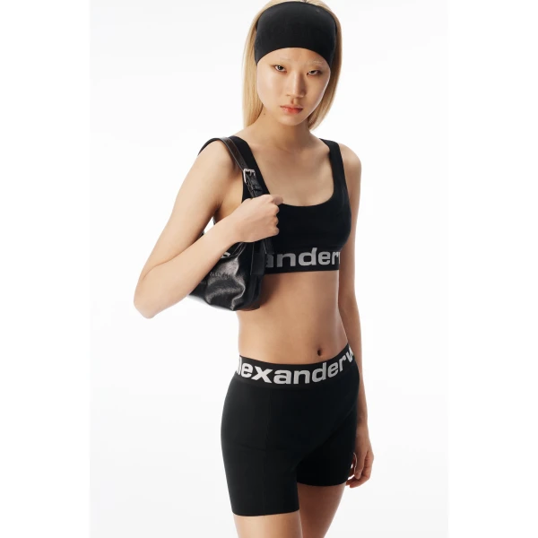 Alexander Wang Logo Elastic Bike Short in Black | Shorts | Coveti