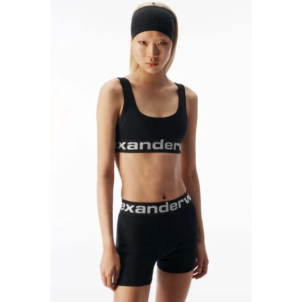 Alexander Wang Logo Elastic Bike Short in Black | Shorts | Coveti
