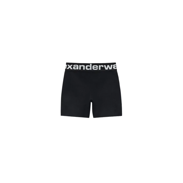 Alexander Wang Logo Elastic Bike Short in Black | Coveti