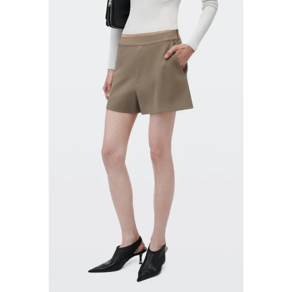 Alexander Wang Logo Elastic High-Rise Mini Short in Fallen Rock | Shorts | Coveti