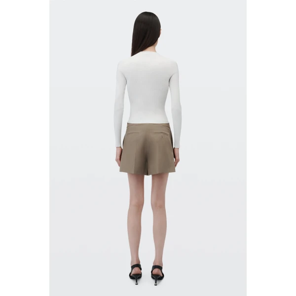 Alexander Wang Logo Elastic High-Rise Mini Short in Fallen Rock | Shorts | Coveti