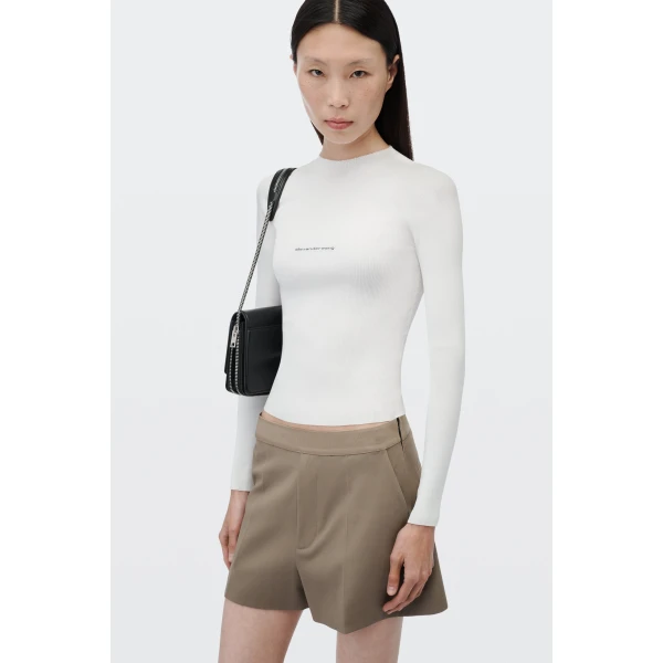 Alexander Wang Logo Elastic High-Rise Mini Short in Fallen Rock | Shorts | Coveti
