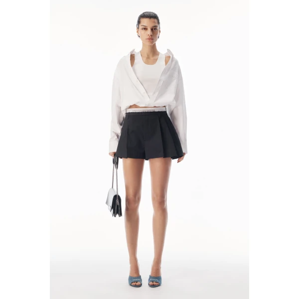 Alexander Wang Logo Elastic High-Rise Short in Black | Shorts | Coveti