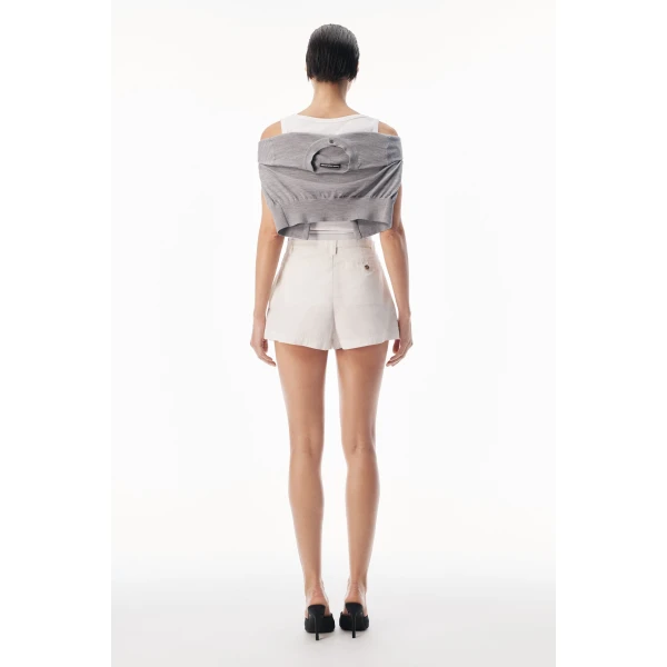 Alexander Wang Logo Elastic High-Rise Short in Paper White | Shorts | Coveti