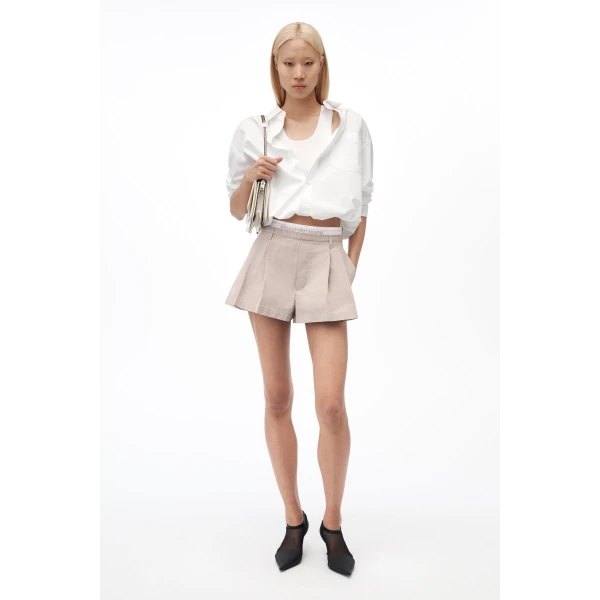 Alexander Wang Logo Elastic High-Rise Short in Stone | Shorts | Coveti