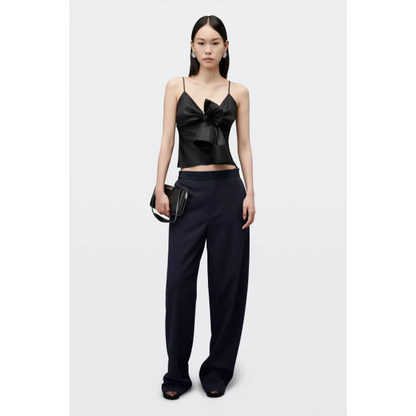 Alexander Wang Logo Elastic Mid-Rise Articulated Pant in Dark Navy | Pants | Coveti