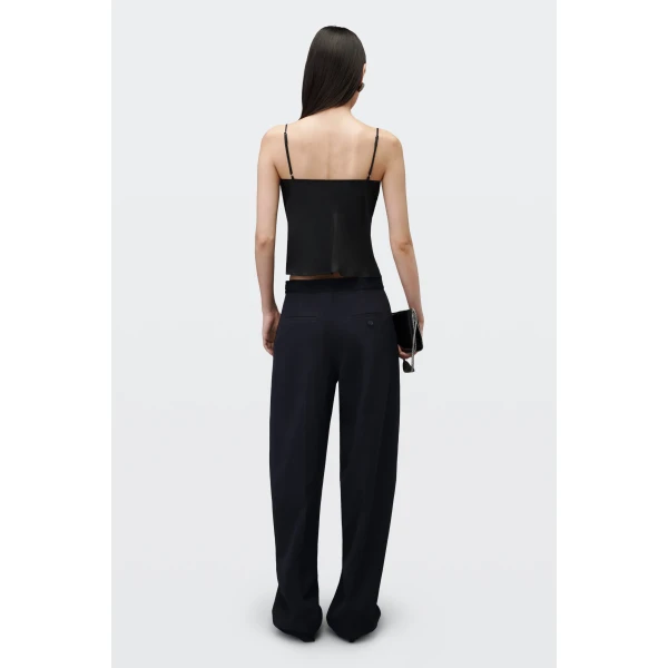 Alexander Wang Logo Elastic Mid-Rise Articulated Pant in Dark Navy | Pants | Coveti