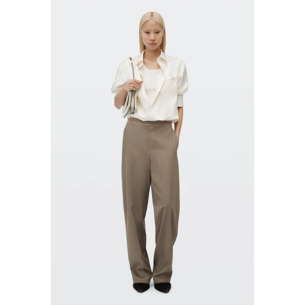 Alexander Wang Logo Elastic Mid-Rise Articulated Pant in Fallen Rock | Pants | Coveti