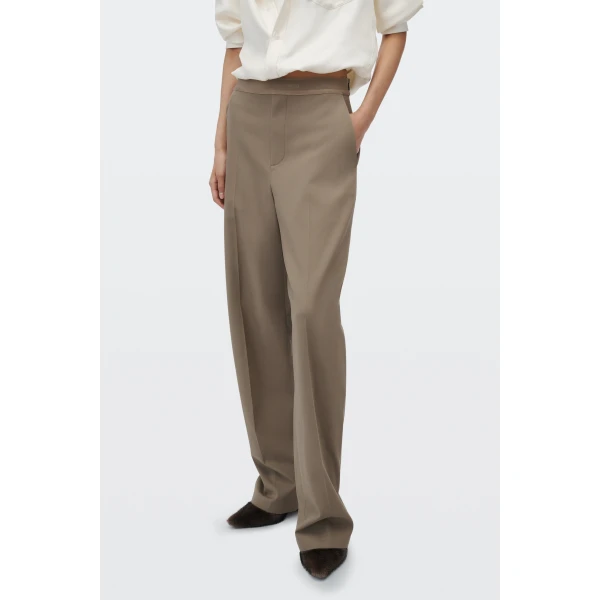 Alexander Wang Logo Elastic Mid-Rise Articulated Pant in Fallen Rock | Pants | Coveti