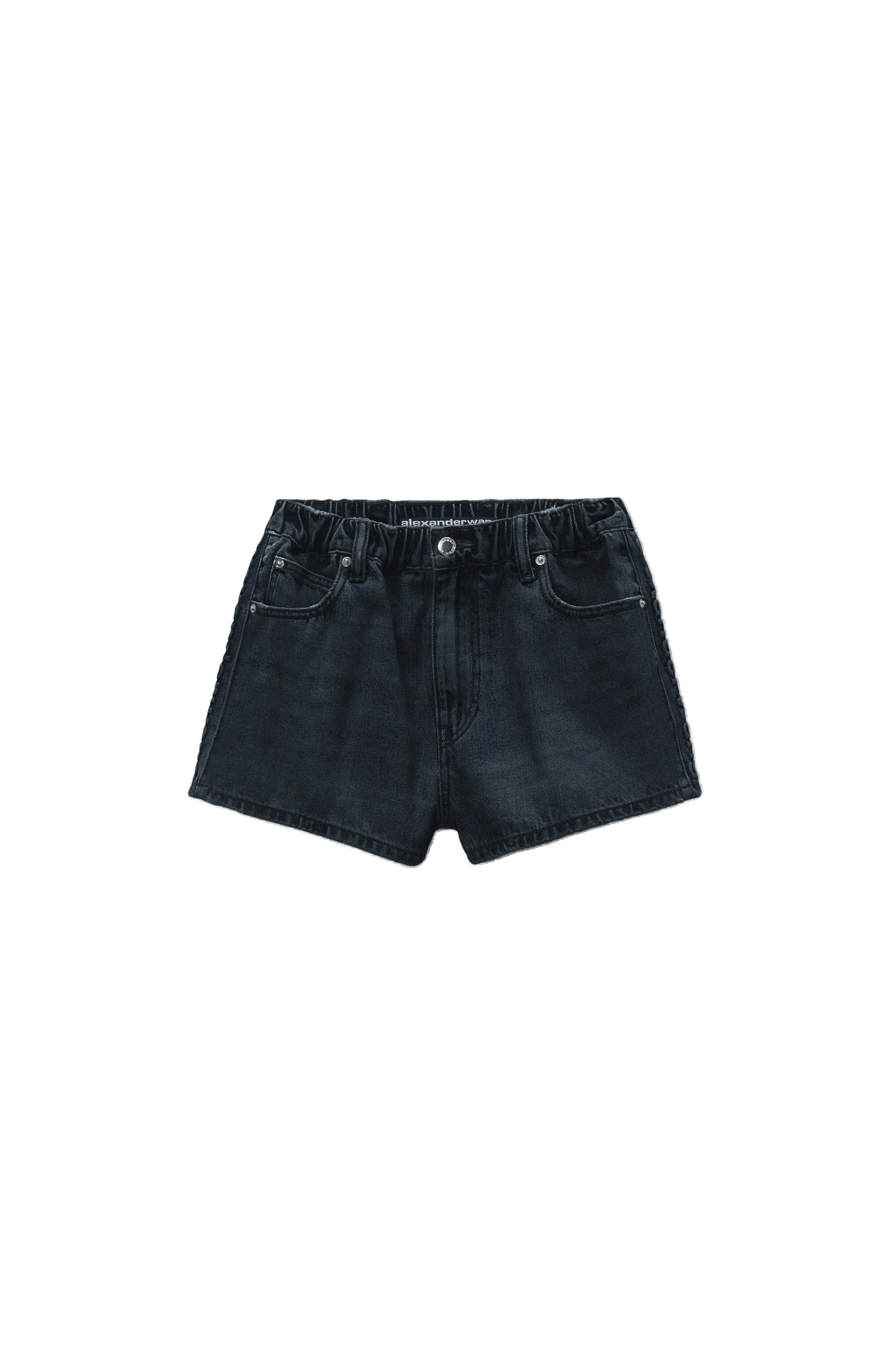 Alexander Wang Logo-Embossed Marathon Shorts in Grey Aged Alexander Wang Logo-Embossed Marathon Shorts in Grey Aged | Coveti