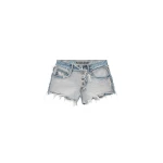 Alexander Wang Logo-Embossed Mid-Rise Inverted Denim Short in Inverted Bleach Blue | Coveti