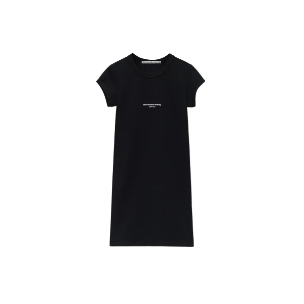 Alexander Wang Logo Fitted Mini Dress in Black | Coveti