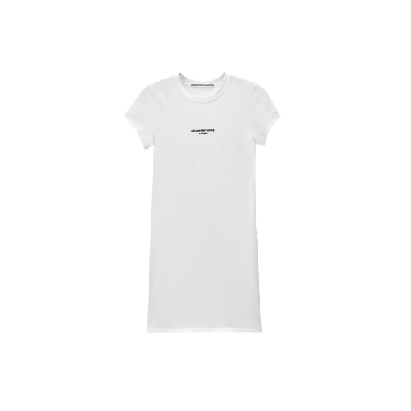 Alexander Wang Logo Fitted Mini Dress in White | Coveti