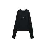 Alexander Wang Logo Print Fitted Long-Sleeve Tee in Black | Coveti