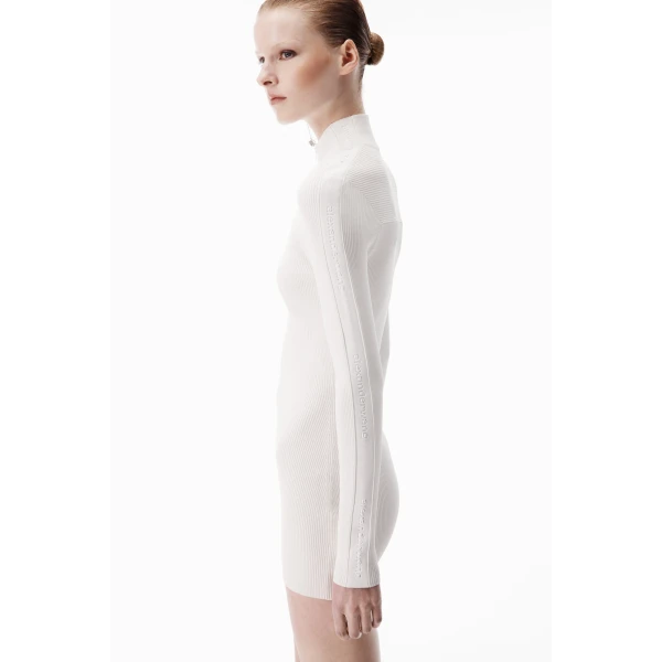 Alexander Wang Logo Track Stripe Dress in Optic White | Dresses | Coveti