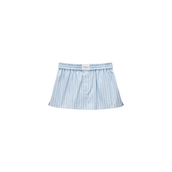 Alexander Wang Mid-Rise Mini Boxer Skort in Light Blue Stripe | Coveti