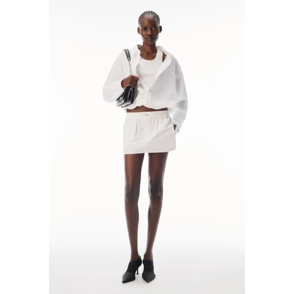 Alexander Wang Mid-Rise Mini Boxer Skort in White | Mini Skirts | Coveti