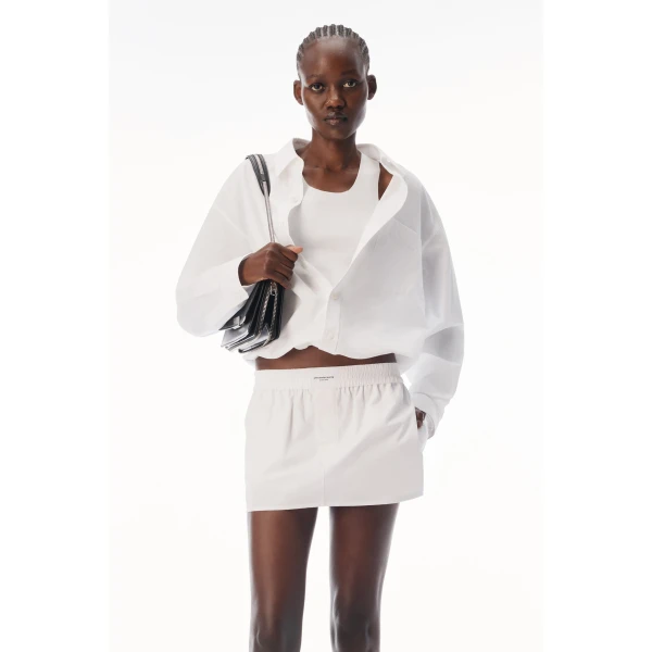Alexander Wang Mid-Rise Mini Boxer Skort in White | Mini Skirts | Coveti