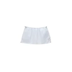 Alexander Wang Mid-Rise Mini Skort with Bungee Drawcord in White and Blue Stripe | Coveti