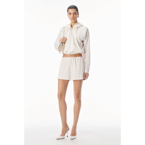 Alexander Wang Mid-Rise Pleated Short in Star White | Shorts | Coveti