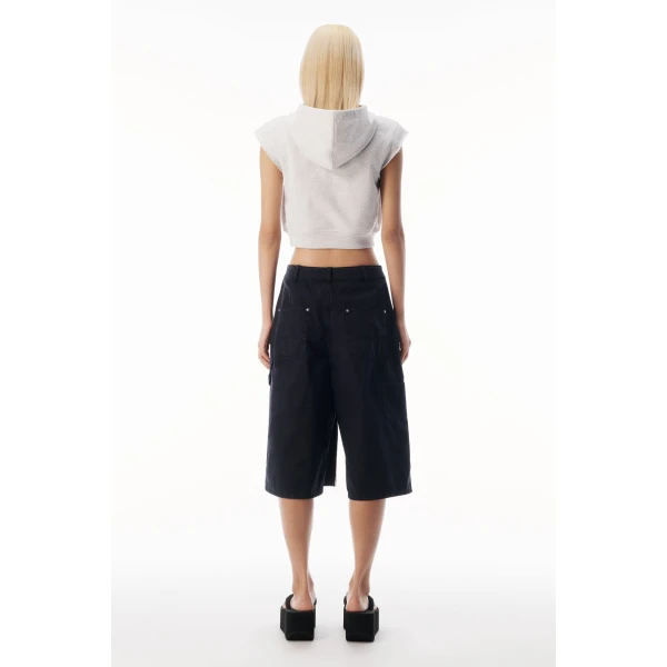 Alexander Wang Midi Skort with Front Zip and Utility Details in Washed Black | Midi Skirts | Coveti