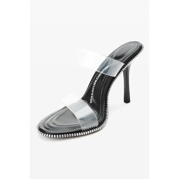 Alexander Wang Nova 105mm Double Strap Zipper Sandal in Black | Sandals | Coveti