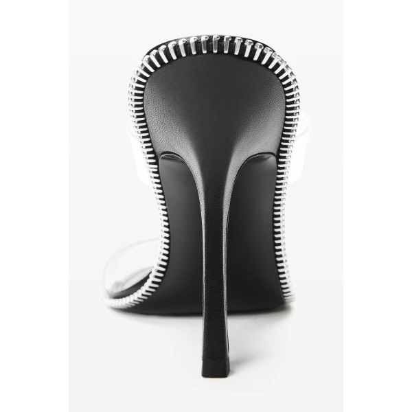 Alexander Wang Nova 105mm Double Strap Zipper Sandal in Black | Sandals | Coveti