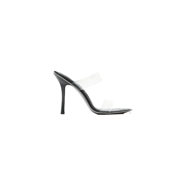 Alexander Wang Nova 105mm Double Strap Zipper Sandal in Black | Coveti