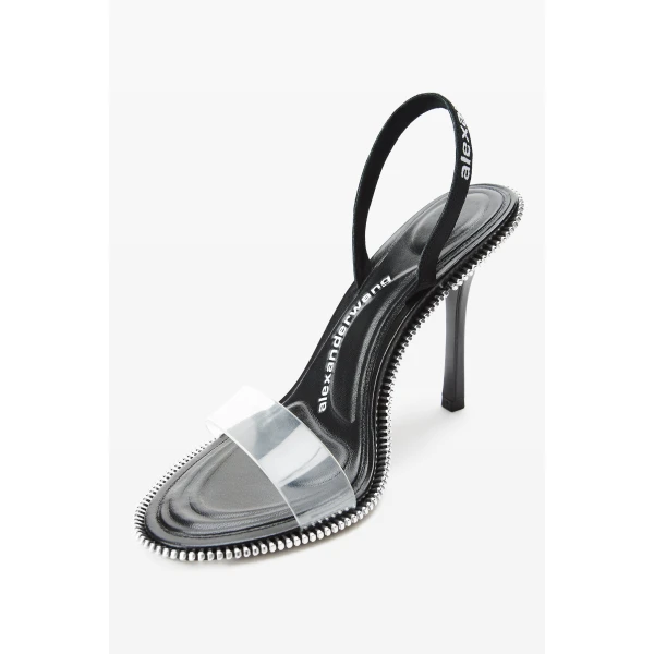 Alexander Wang Nova 105mm Zipper Slingback in Black | Heels | Coveti