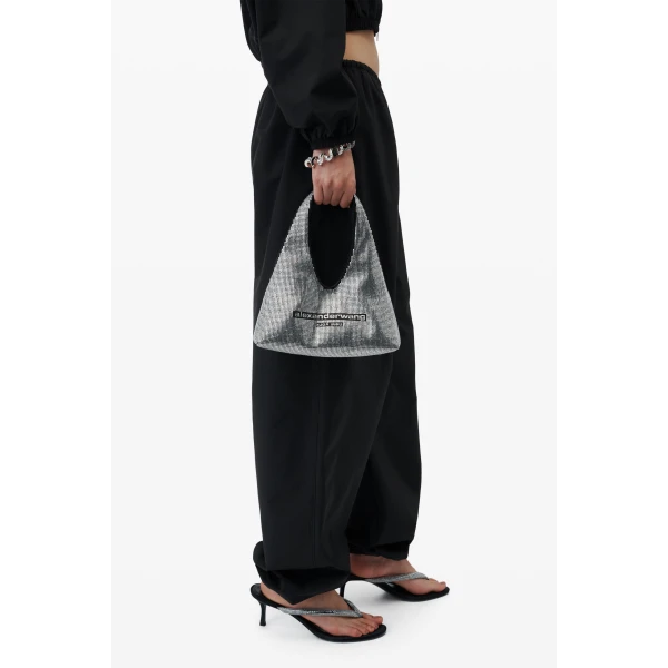 Alexander Wang Pike Crystal Mini Bag in Black and Silver | Mini Bags | Coveti
