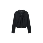 Alexander Wang Pleated Neckline Hoodie in Black | Coveti