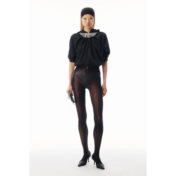 Alexander Wang Pleated Neckline Hoodie in Black | Hoodies | Coveti