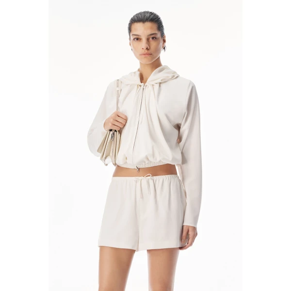 Alexander Wang Pleated Neckline Hoodie in Star White | Hoodies | Coveti