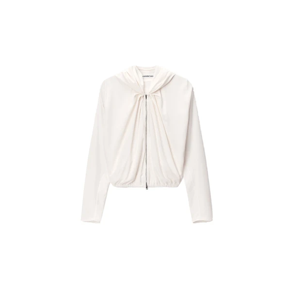 Alexander Wang Pleated Neckline Hoodie in Star White | Coveti